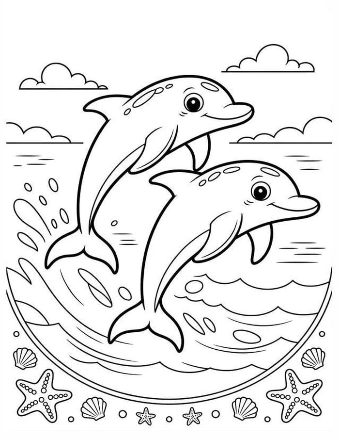 mẫu hình cá heo tô màu cực kỳ đơn giản