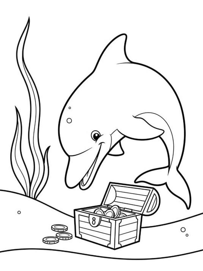 mẫu tô màu con cá heo đơn giản nhất