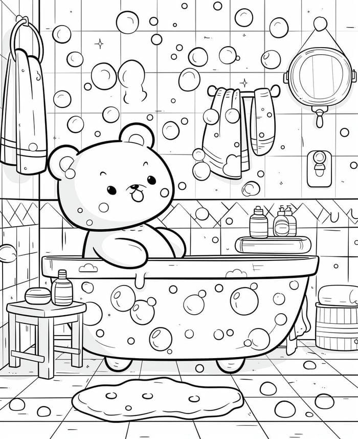 mẫu tô màu gấu dễ thương