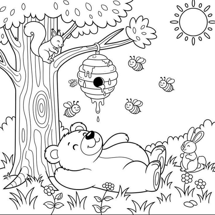 mẫu tô màu gấu ngộ nghĩnh