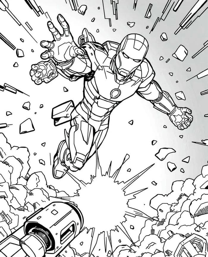 mẫu tô màu iron man chiến đấu