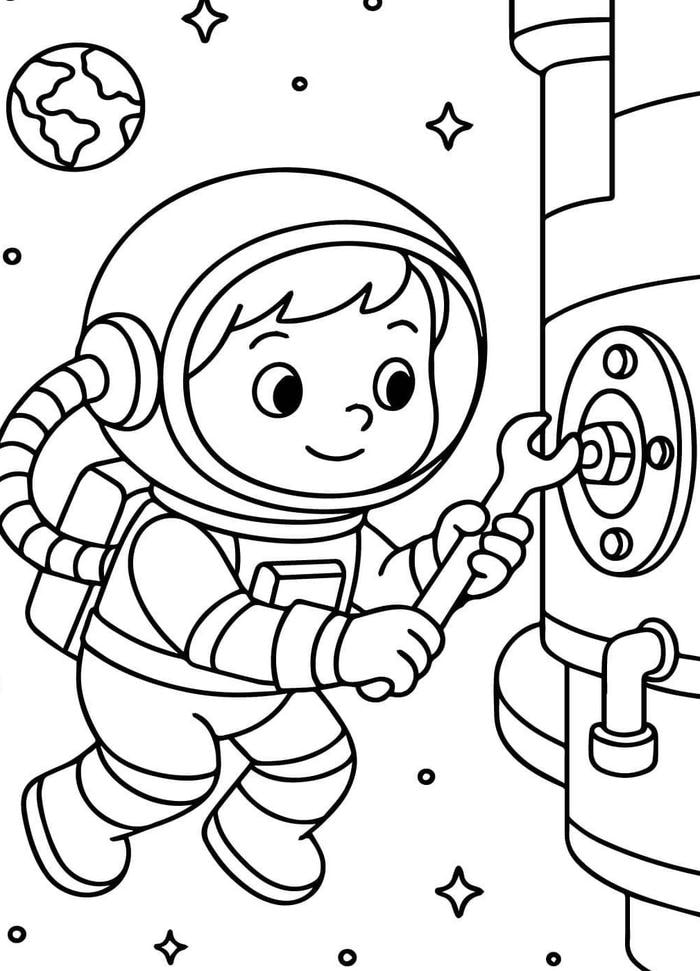 mẫu tô màu phi hành gia bản lớn