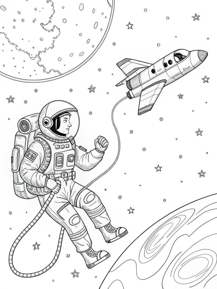 mẫu tô màu phi hành gia