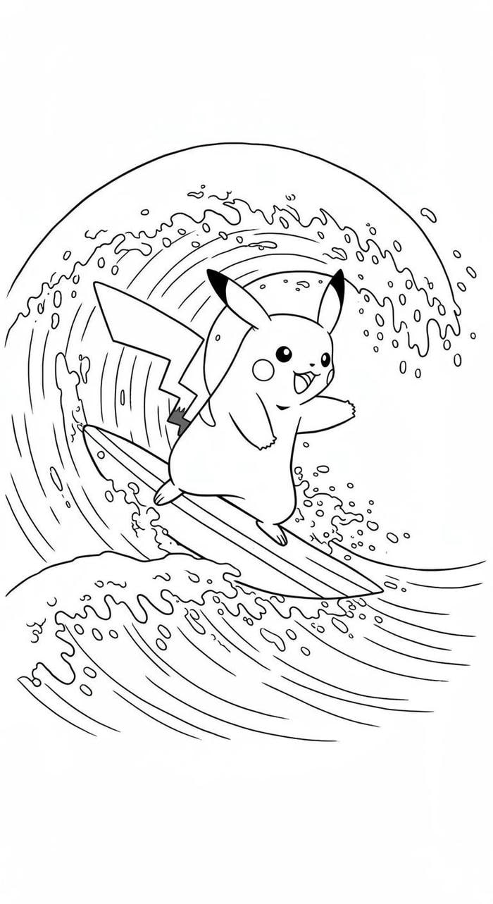 mẫu tô màu pikachu rõ hình