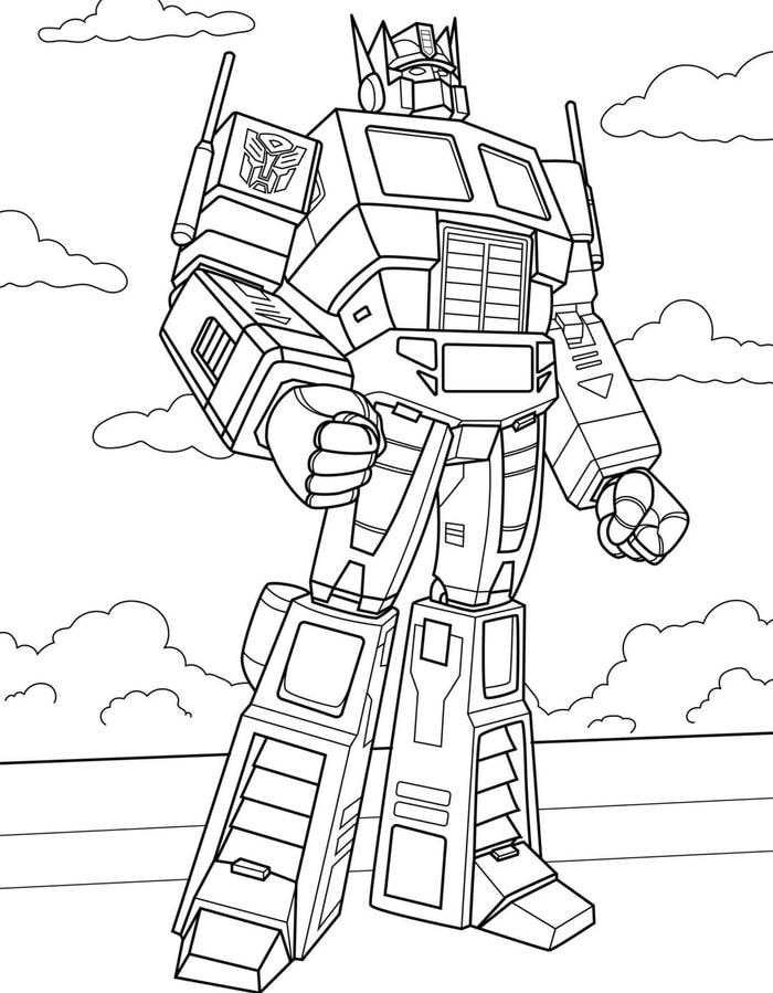 mẫu tô màu robot thân dài