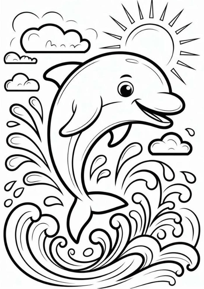mẫu tranh cá heo tô màu dành cho trẻ