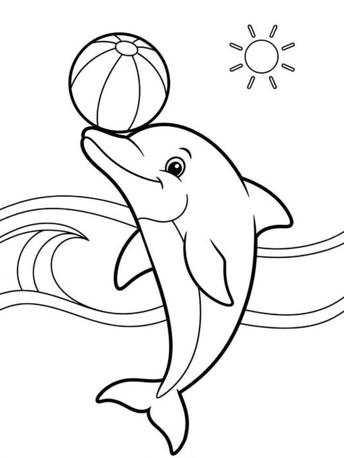 mẫu tranh con cá heo tô màu đẹp cho bé