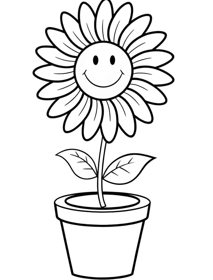 mẫu tranh tô bông hướng dương đơn bông