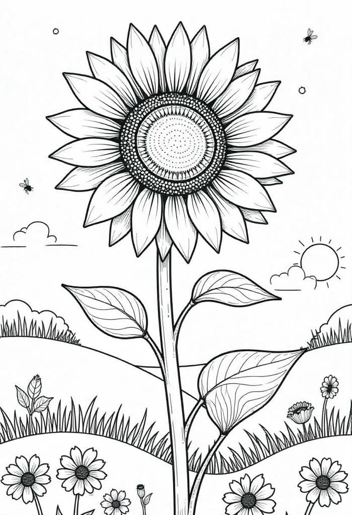 mẫu tranh tô bông hướng dương tinh khôi