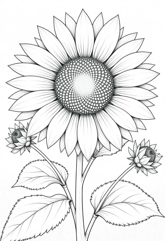 mẫu tranh tô hướng dương cho bé tập tô