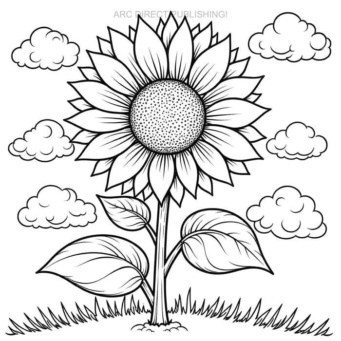 mẫu tranh tô màu bông hoa hướng dương