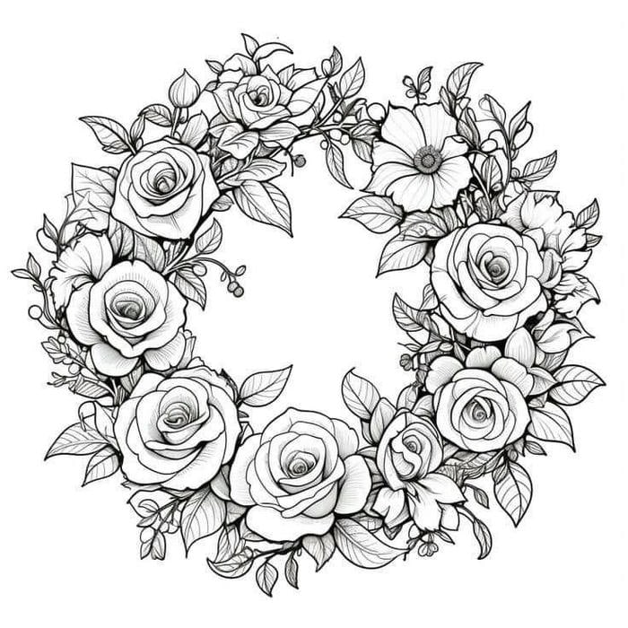 mẫu tranh tô màu hoa hồng cổ điển