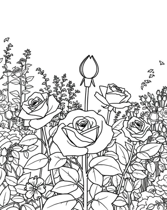 mẫu tranh tô màu hoa hồng đẹp