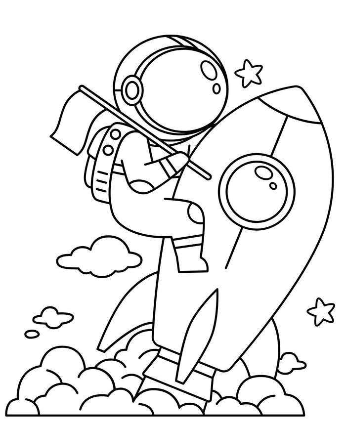 mẫu tranh tô phi hành gia dễ vẽ