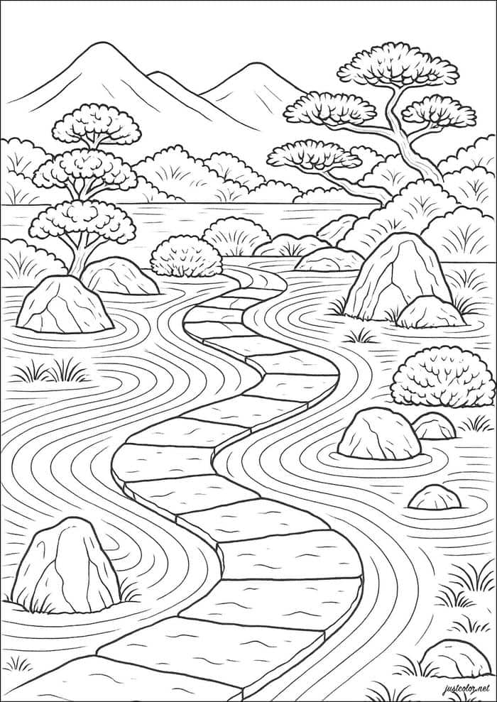 mẫu tranh tô phong cảnh đơn giản