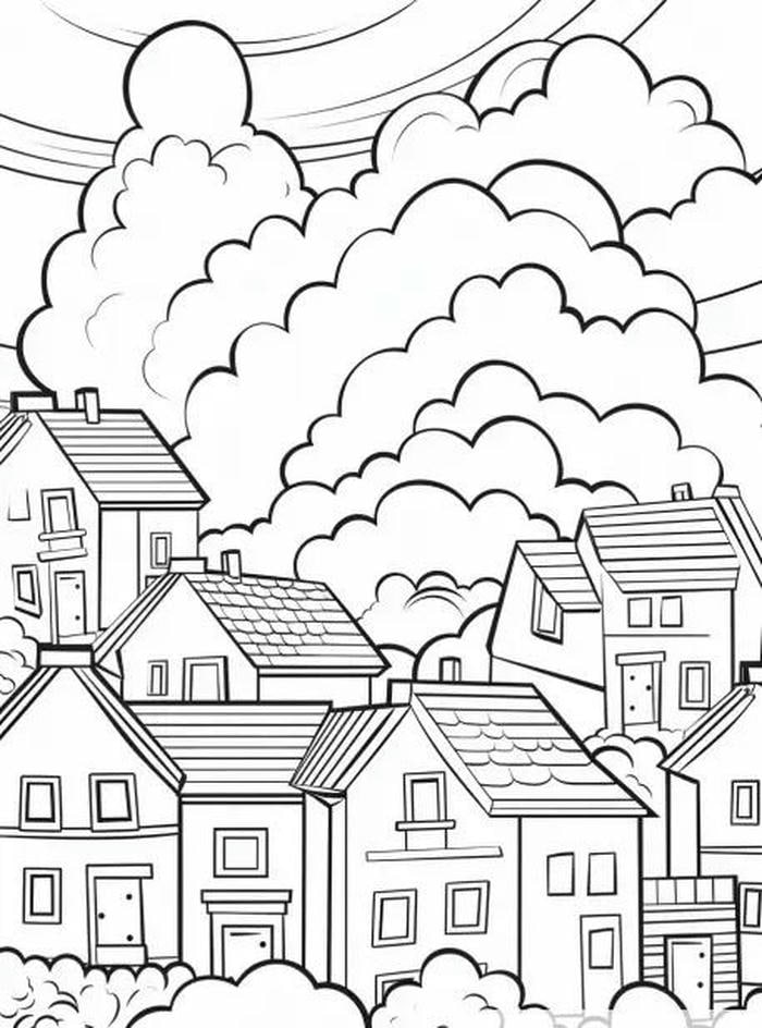 những trang tô màu mây thư giãn