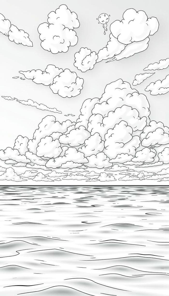 những tranh tô màu mây bay nhẹ