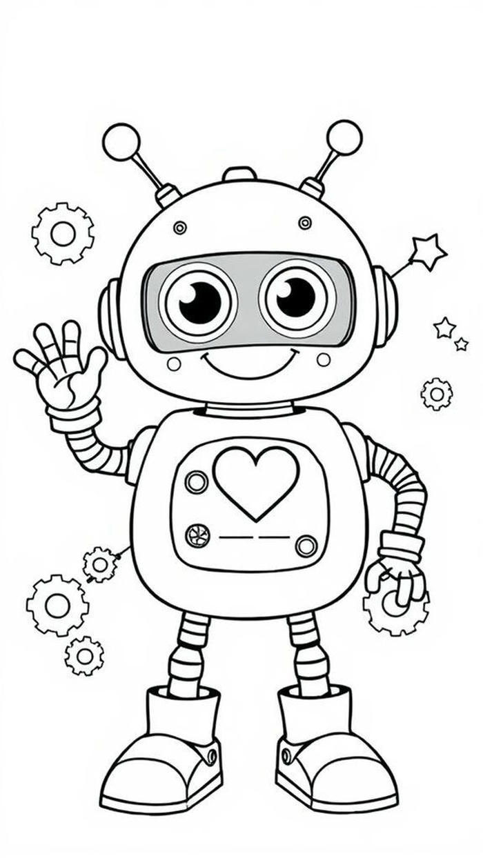 robot mini đơn nét dành cho bé