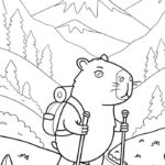 tô màu capybara leo núi