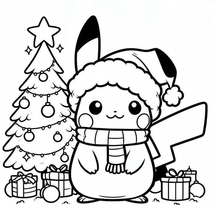 tô màu hình pikachu phong cách giáng sinh
