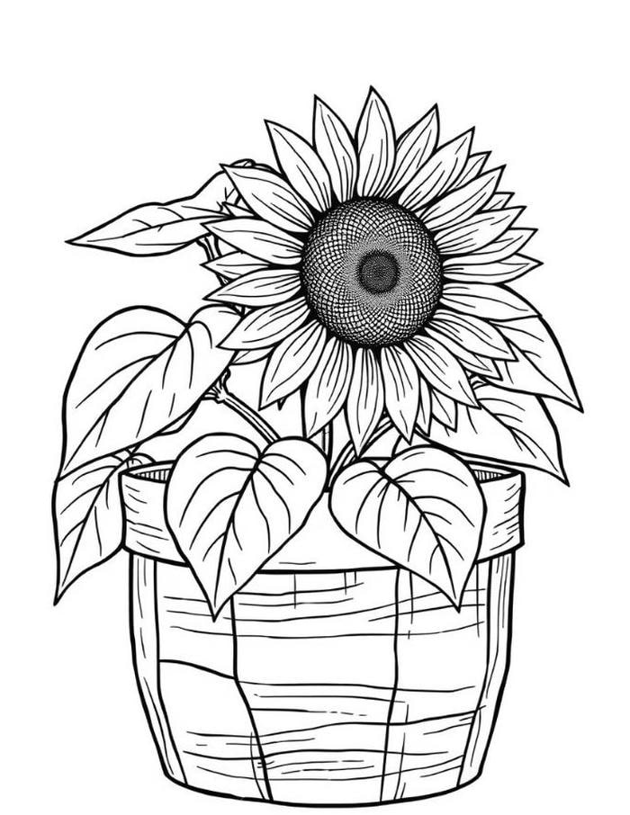 tô màu hoa hướng dương cực dễ cho bé