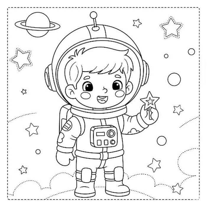 tô màu phi hành gia đáng yêu