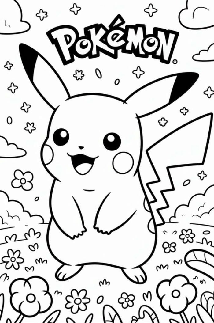 tô màu pikachu pokemon đơn giản