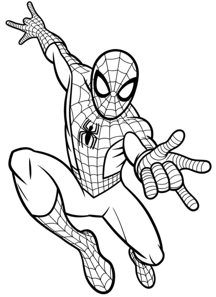 tô màu spider man tạo dáng bắn tơ