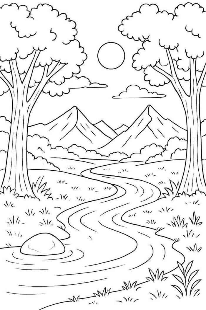 tô màu tranh phong cảnh miền núi