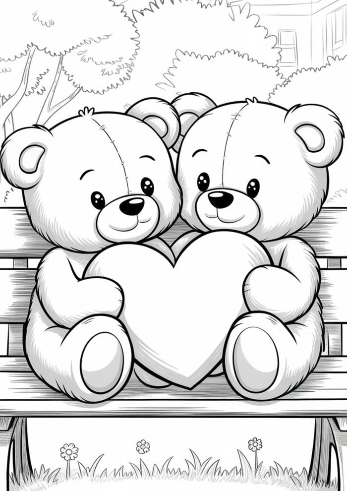 tô tranh vẽ gấu cặp đôi