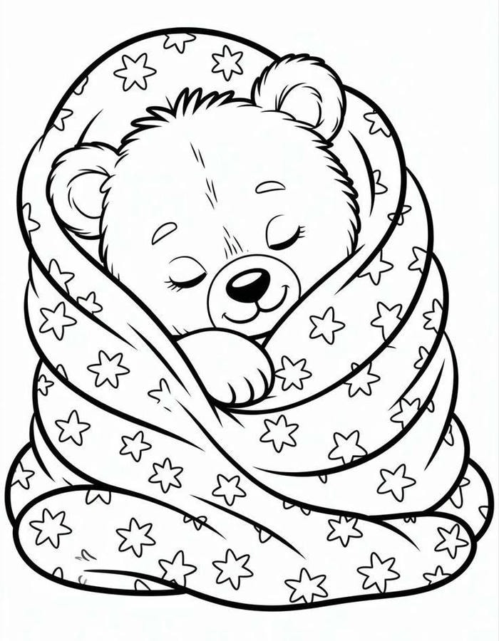 trang tô màu gấu ngủ