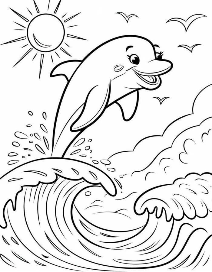 tranh cá heo tô màu giúp bé sáng tạo hơn