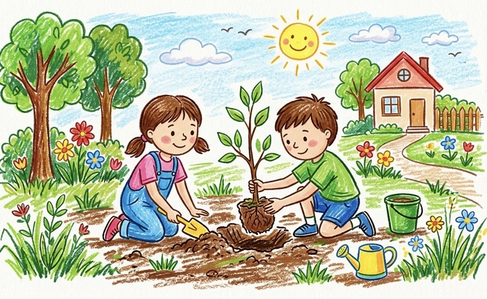 tranh chủ đề gieo mầm xanh cho tương lai tươi đẹp