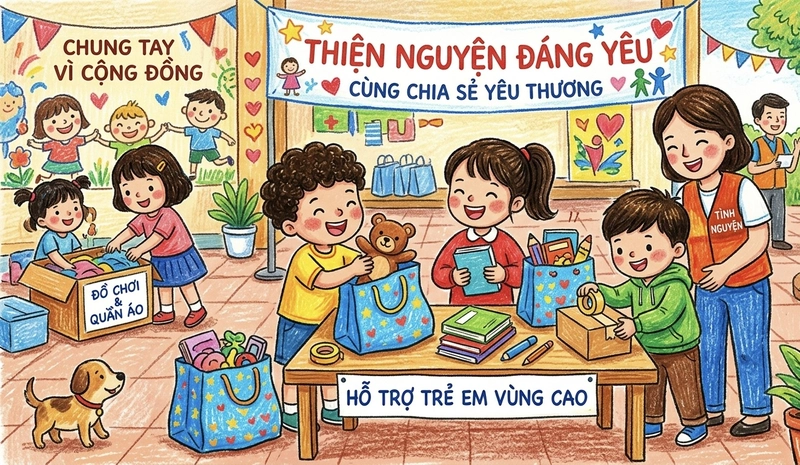 tranh chủ đề sẻ chia yêu thương đẹp nhất