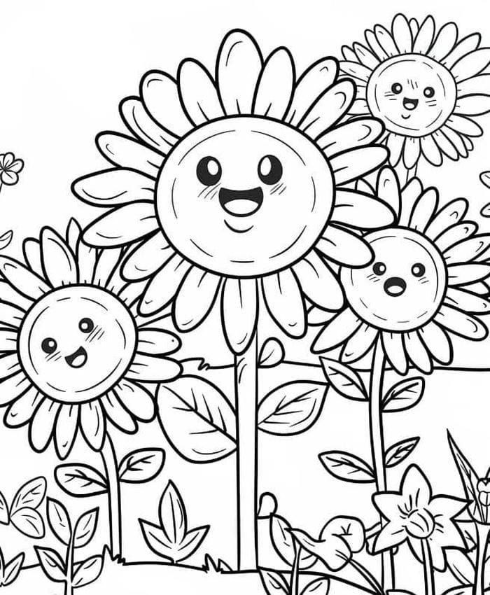 tranh hoa hướng dương để tô màu