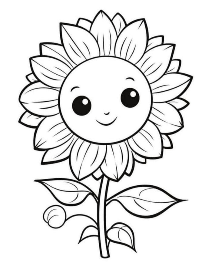 tranh hoa hướng dương tô màu cùng bé