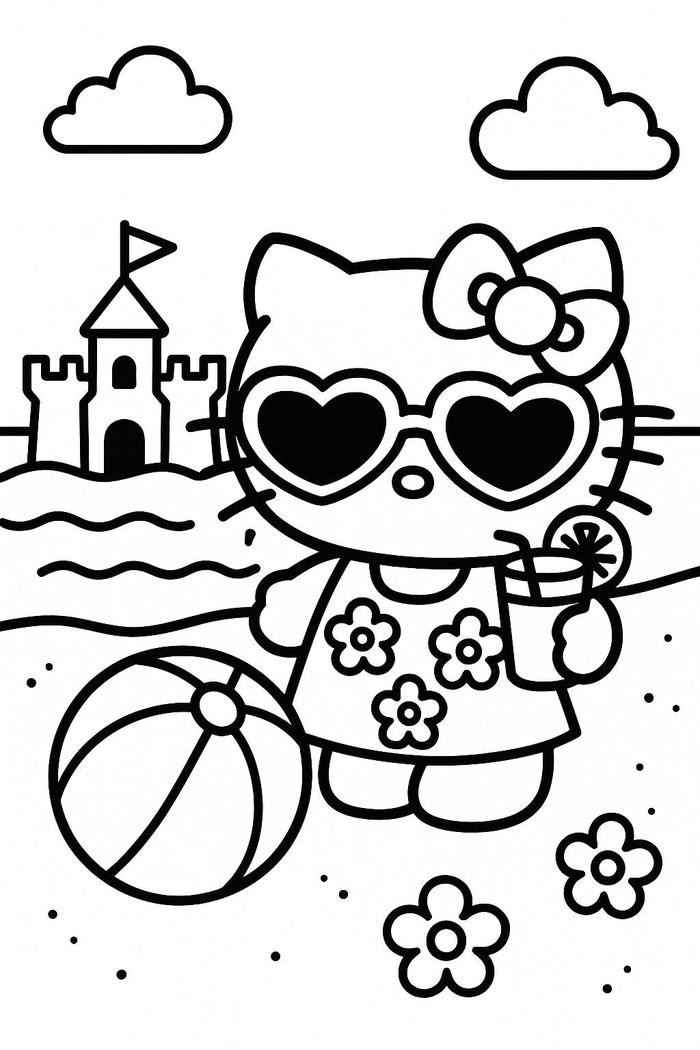 tranh tô hello kitty cho bé mầm non tô màu