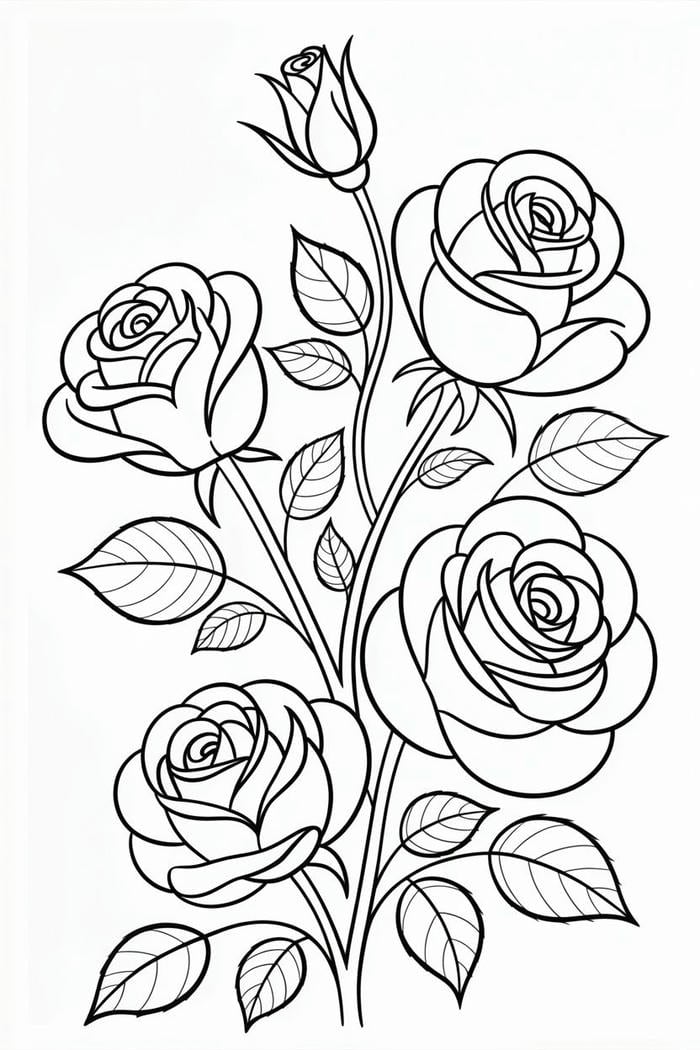 tranh tô hoa hồng viền sạch