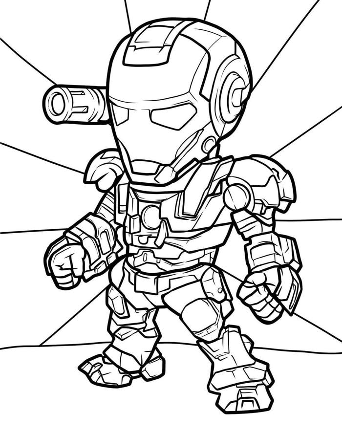 tranh tô iron man với nền trắng