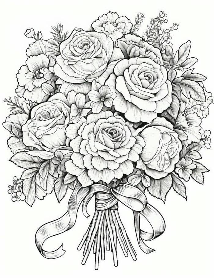 tranh tô màu bông hoa hồng