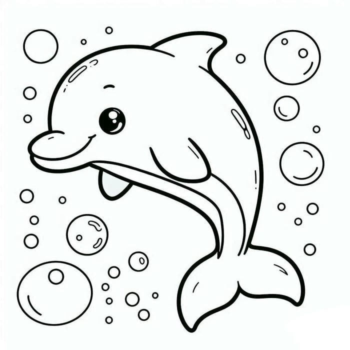 tranh tô màu cá heo đơn giản cho bé