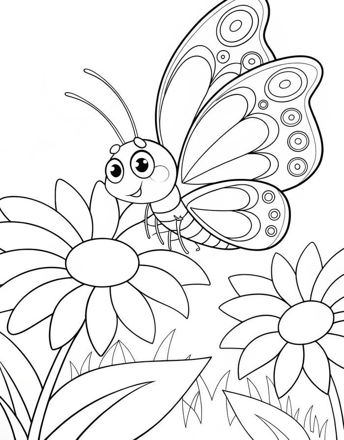 tranh tô màu con bướm đơn giản