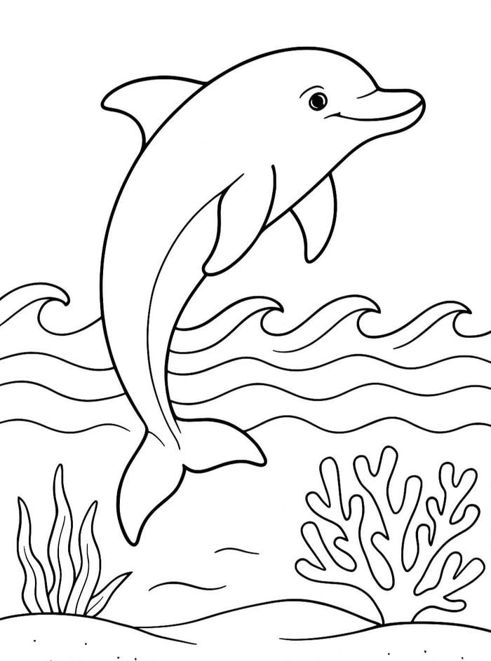 tranh tô màu con cá heo đáng yêu dễ vẽ