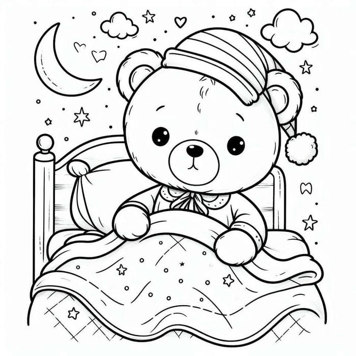 tranh tô màu con gấu đẹp