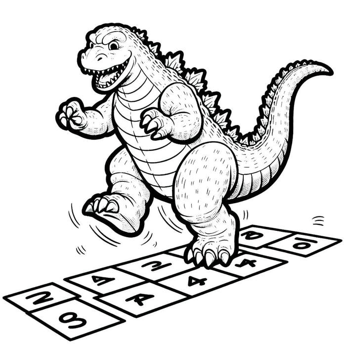 tranh tô màu godzilla chơi trò chơi thú vị
