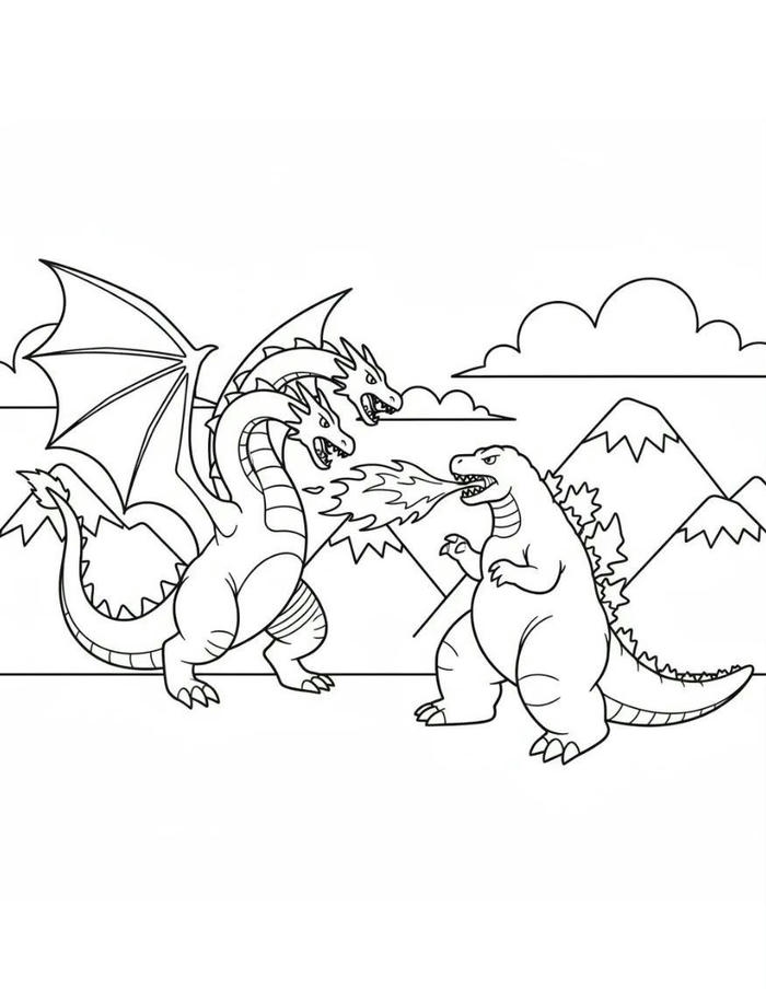 tranh tô màu godzilla hoang dã bạo liệt