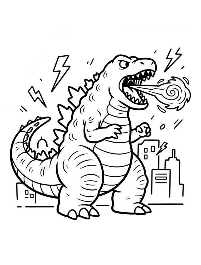 tranh tô màu godzilla hùng dũng oai vệ