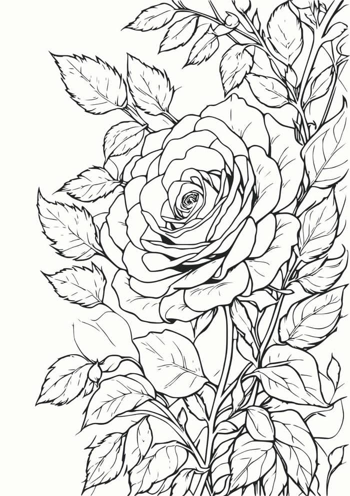tranh tô màu hoa hồng đơn giản