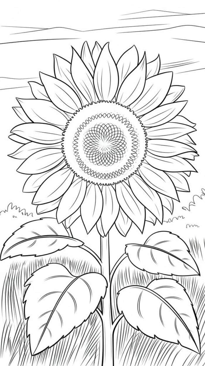 tranh tô màu hướng dương hình lớn