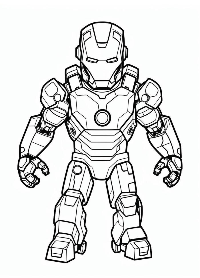 tranh tô màu iron man đứng thẳng